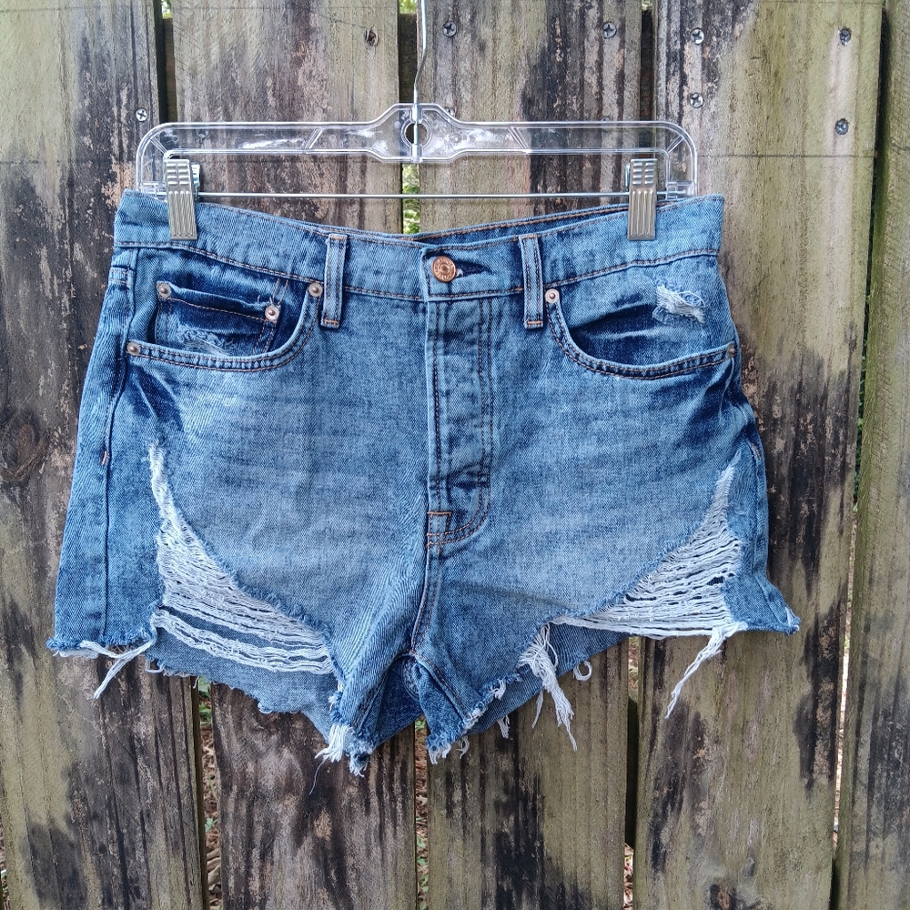 JESSICA SIMPSON Hug Me Distressed Blue Denim Women Shorts 27